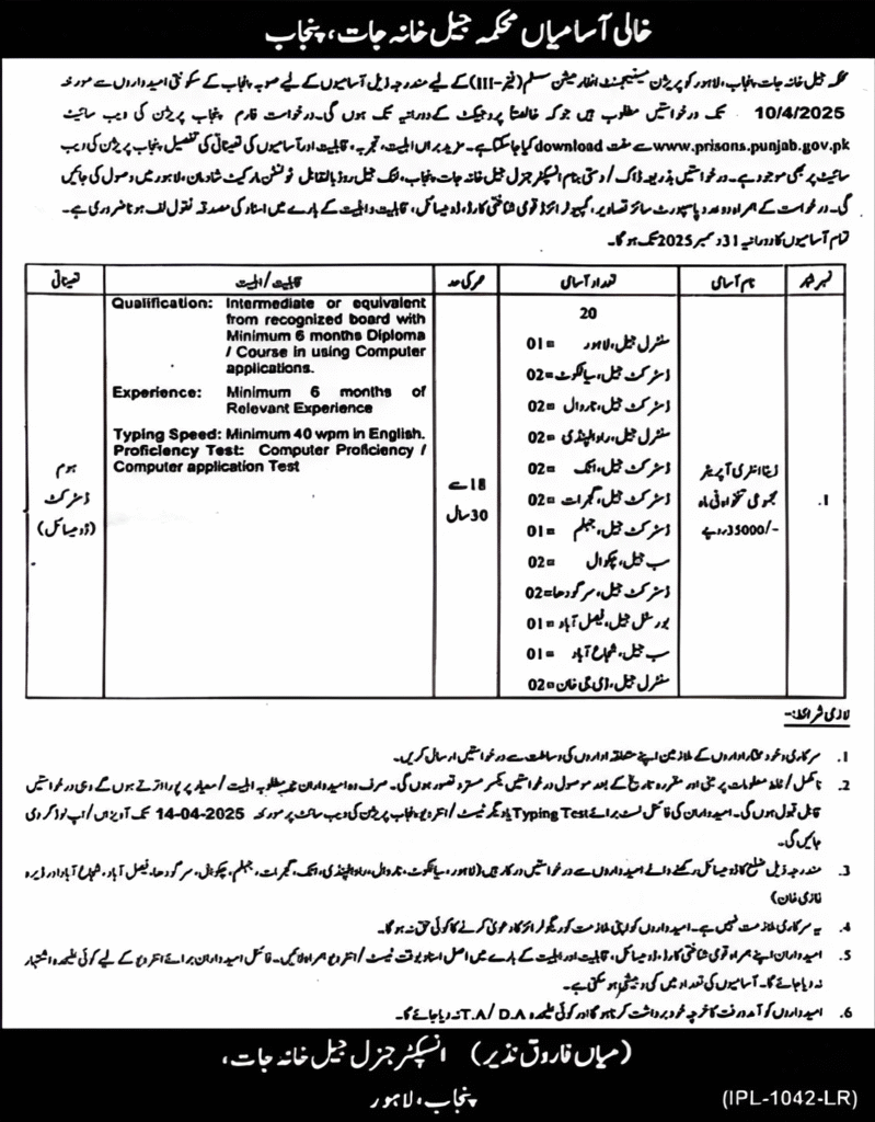 Jail Police Jobs Advertisement 2025